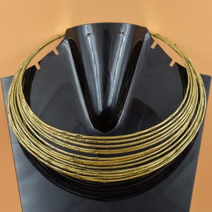 Multi-Strand Gold Textured Wire Choker Necklace - Elegant Open Cuff Design