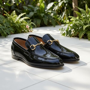 Black Patent Leather Horsebit Loafers | Italian Style Slip-On Dress Shoes