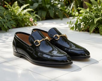 Black Patent Leather Horsebit Loafers | Italian Style Slip-On Dress Shoes