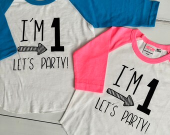 First Birthday Shirt, I’m 1 Let’s Party