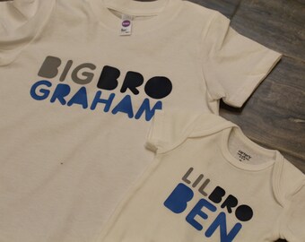 Modern Big brother little brother set - personalized name Tshirt and bodysuit set