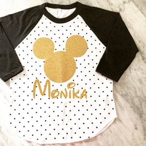 gold glitter mickey mouse polka dot shirt, disney vacation family shirts, disney birthday shirt, mickey mouse birthday shirt