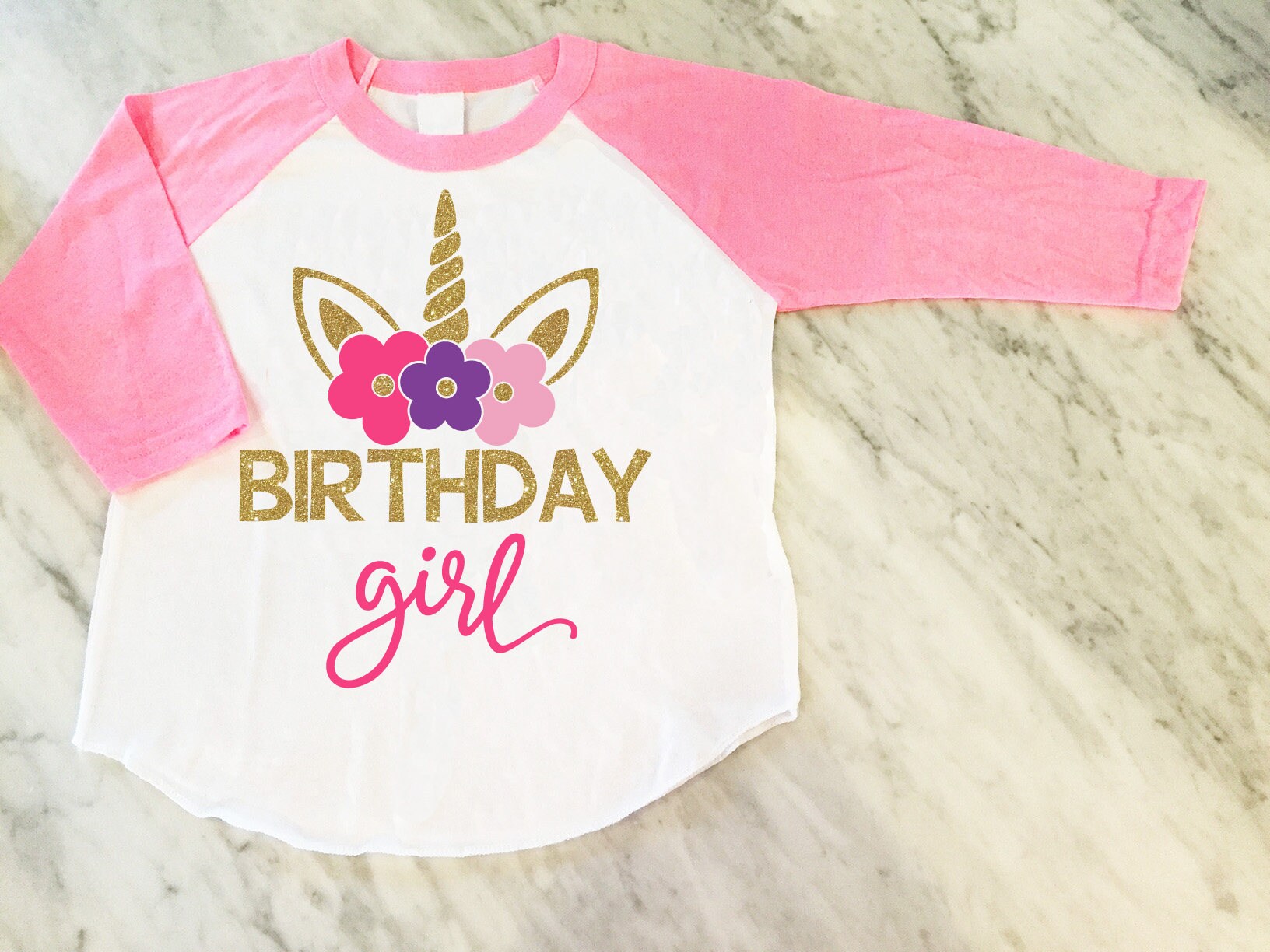 Kids Gold Bling Unicorn Gift T-Shirt - Girls Shirt