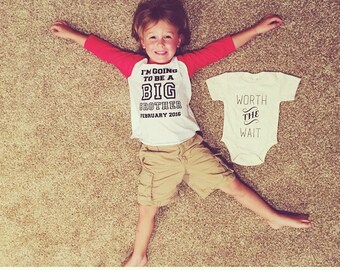 BIG BROTHER announcement shirt - Kid's personalized big bro date raglan baseball shirt
