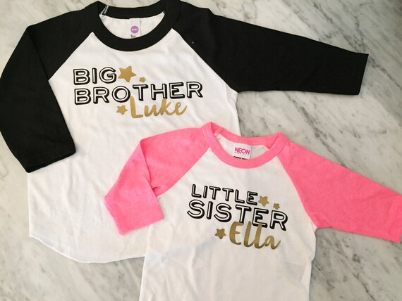 BIG Brother LITTLE Sister Set Kid's Personalized NAME Raglan
