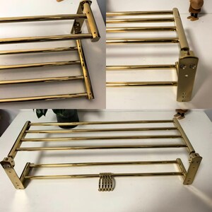 Foldable Gold Brass Towel Rack, Luxury Bathroom Shelf with Hooks image 17