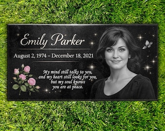 24x12 Custom Color Engraved Granite Memorial | Personalized Headstone with Photo | Eternal Tribute Plaque