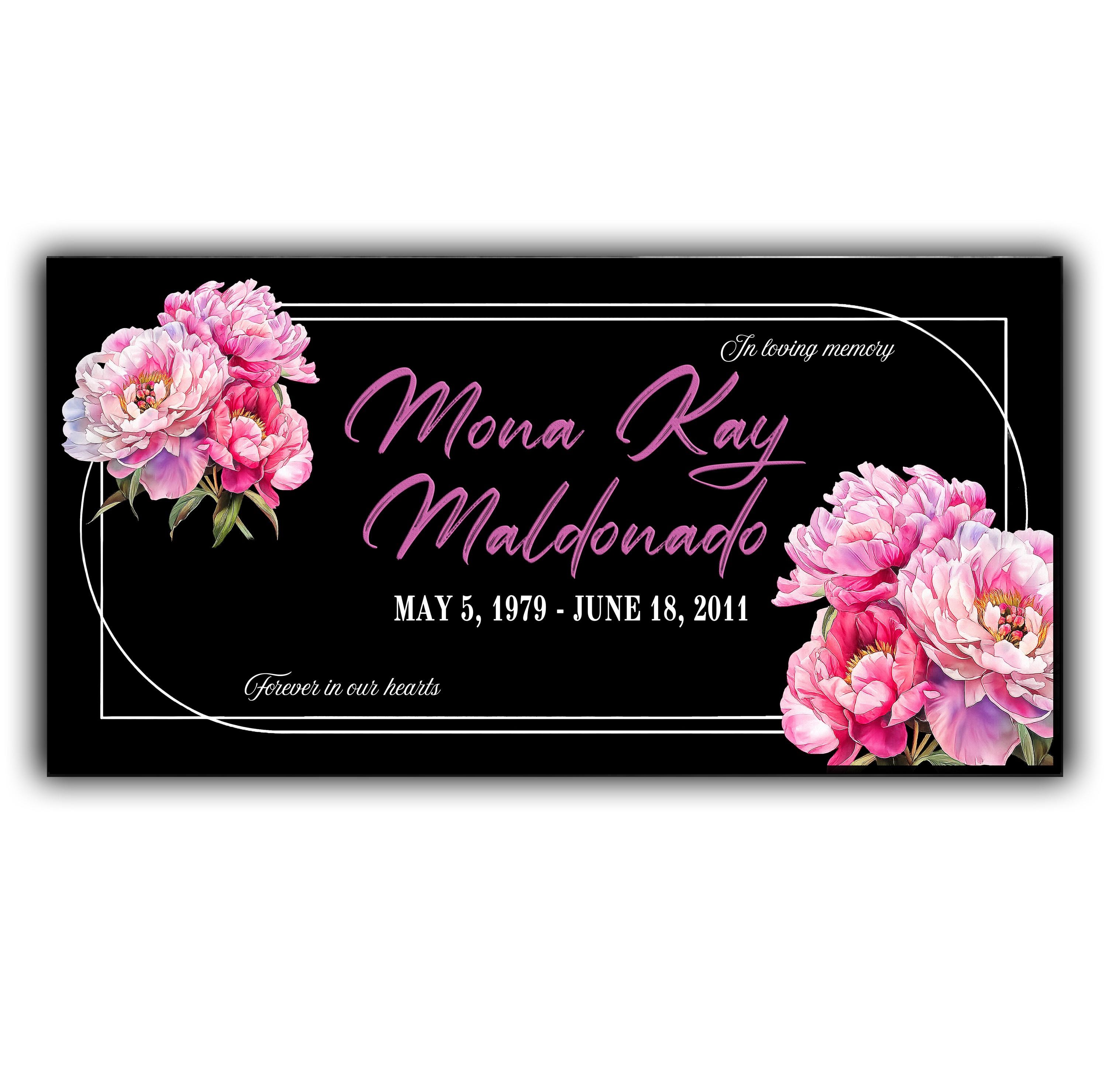 Custom Color Engraved Memorial Headstone / Grave Marker Black Granite ...