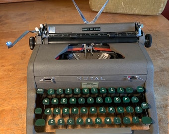 Royal Quiet DeLuxe green keyed typewriter