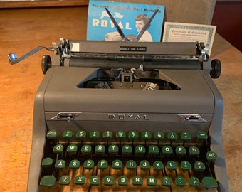 Royal Quiet Deluxe green keyed typewriter