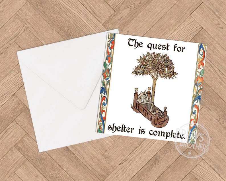 Funny Housewarming New Home Card | Weird Medieval Historical Meme Art New Home Card | Moving In Gifts | Housewarming Gift Ideas | C266 bild 3