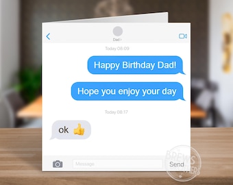 Funny Dad Birthday Card | Dad Daddy Father Text Message Thumb Birthday Card | Rude Birthday Gifts Him | Birthday Cards For Men | C254