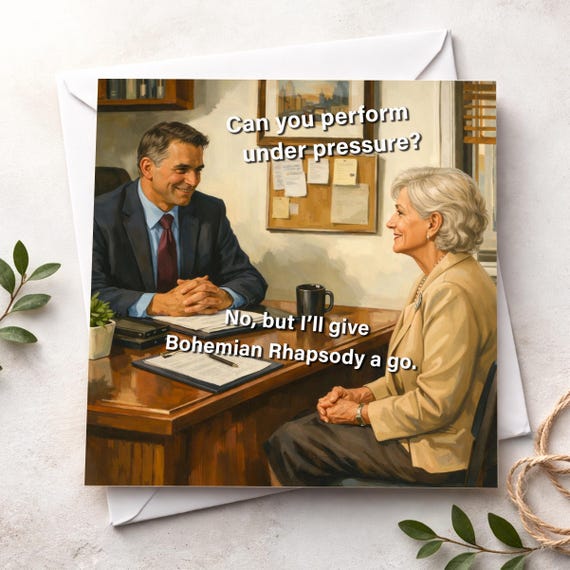 Funny New Job Card, Birthday Card, Work Humour Joke Card, Awkward Dad Joke Humour Card, Vintage Style Funny Card | C300