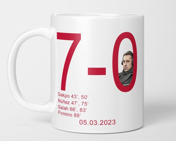 Liverpool 7 Man United 0 Funny Football Mug | Ten Hag Gary Neville Jamie Carragher Liverpool Football Fan Birthday Gift Idea | BB281