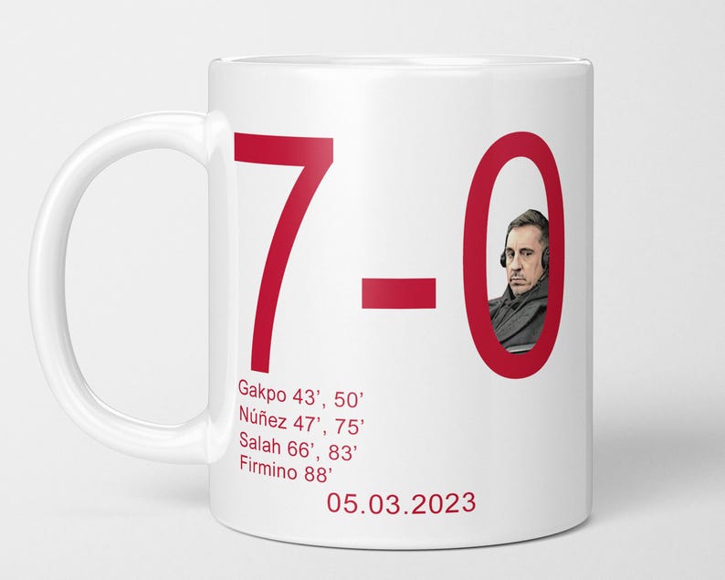 Liverpool 7 Man United 0 Funny Football Mug | Ten Hag Gary Neville Jamie Carragher Liverpool Football Fan Birthday Gift Idea | BB281 bild 1