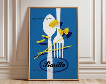 Barilla Pasta Poster by Erberto Carboni | Mid-Century Modern Italian Advertising Art Print