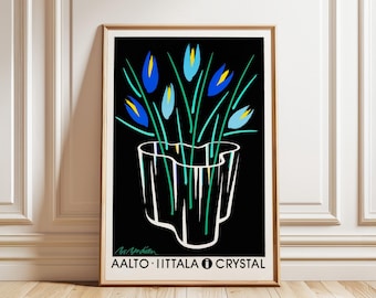 Alvar Aalto Iittala Savoy Vase Poster – Blue | Scandinavian Modern Design Print