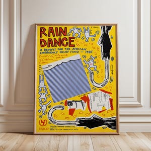 Andy Warhol Basquiat Haring Lichtenstein – Rain Dance 1985 Exhibition Poster | 1980s Modern Art Print