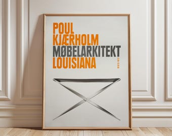 Poul Kjaerholm Louisiana Modern Art Museum Exhibition Poster 1982, Danish Mid-century Design Print