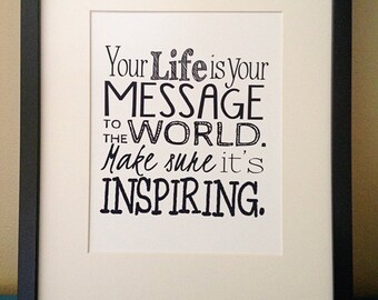 inspirational quote art print black white typography printable etsy