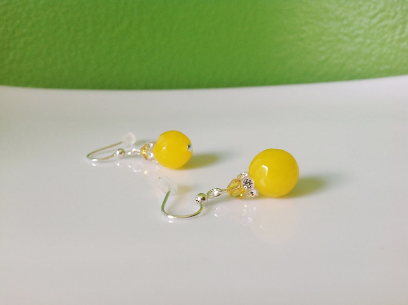 Bright Yellow Dangle Earrings Dyed Lemon Jade Beads Bold Etsy