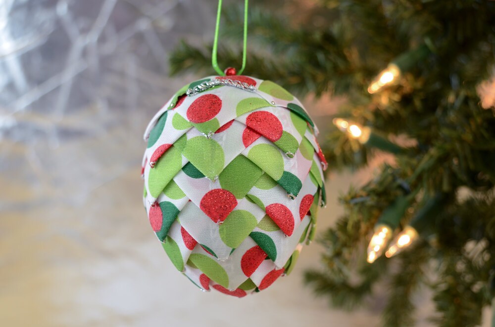Funky Polka Dot Christmas Ornament Modern Handmade Red Green Etsy
