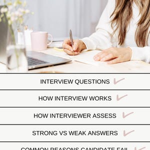 May include: Image with the text "what's INCLUDED?" and a list of topics: Interview Questions, How Interview Works, How Interviewer Assess, Strong vs Weak Answers, Common Reasons Candidate Fail, Interview Scoring Explained, and Mindset Explained.