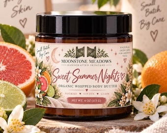 Sweet Summer Nights Whipped Body Butter | Citrus Scent, Organic Shea Butter (2 oz or 4 oz) Butter