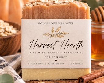 Jabón de leche de avena, miel y canela Harvest Hearth / Aroma otoñal artesanal