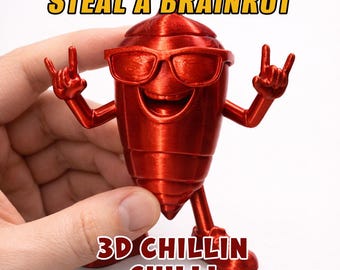 Chillin Chilli 12cm 3D Printed Toy Figure Swaggy Bros | Steal a Brainrot (SAB) Roblox Character | Fidget Toy Sensory Toy | Italian Brainrot