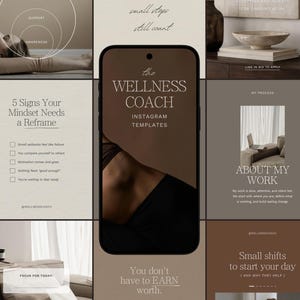 Instagram-sjablonen voor wellnesscoaches - Canva-berichten voor mindset, gewoontes en holistisch welzijn