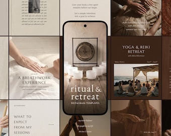 Ritual & Retreat Instagram Templates - Canva Templates for Sound Healing, Reiki, Breathwork and Yoga Practitioners