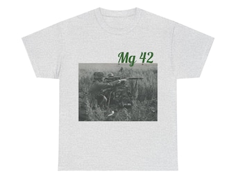 Camiseta de algodón grueso MG 42 para entusiastas de las ametralladoras de la Segunda Guerra Mundial.