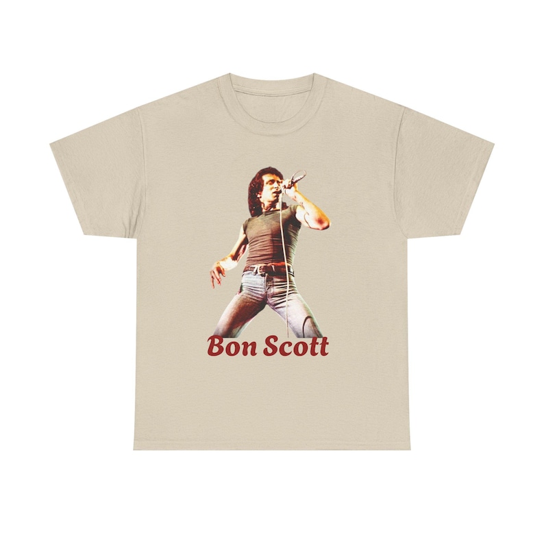 Camiseta de algodón grueso con cita de Bon Scott, estrella del rock. imagen 9