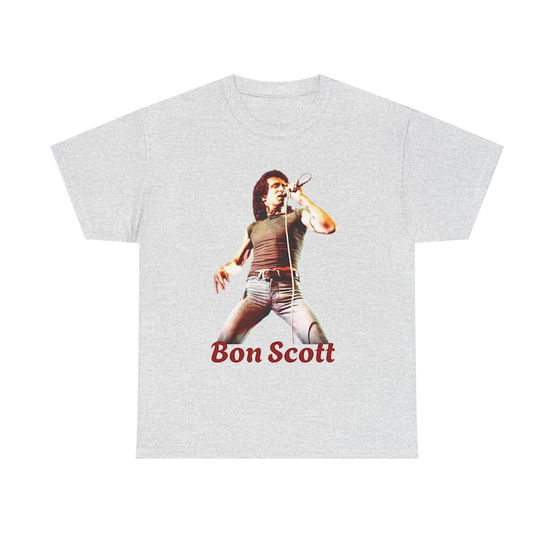 Camiseta de algodón grueso con cita de Bon Scott, estrella del rock. imagen 7