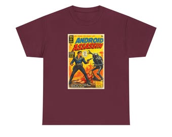 Original Retro Comic - Android Assassin 2067 Unisex Heavy Cotton Tee