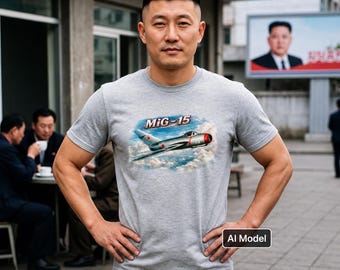 Korean War - MiG - 15 Jet - Unisex Heavy Cotton Tee