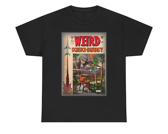 Weird Science-Fantasy Dinosaur Attack Heavy Cotton Tee