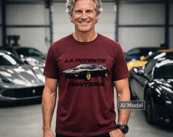 Sports Car - La Potente Pantera - Retro Style Unisex Heavy Cotton Tee