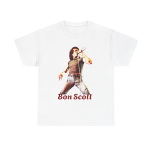 Camiseta de algodón grueso con cita de Bon Scott, estrella del rock. imagen 5