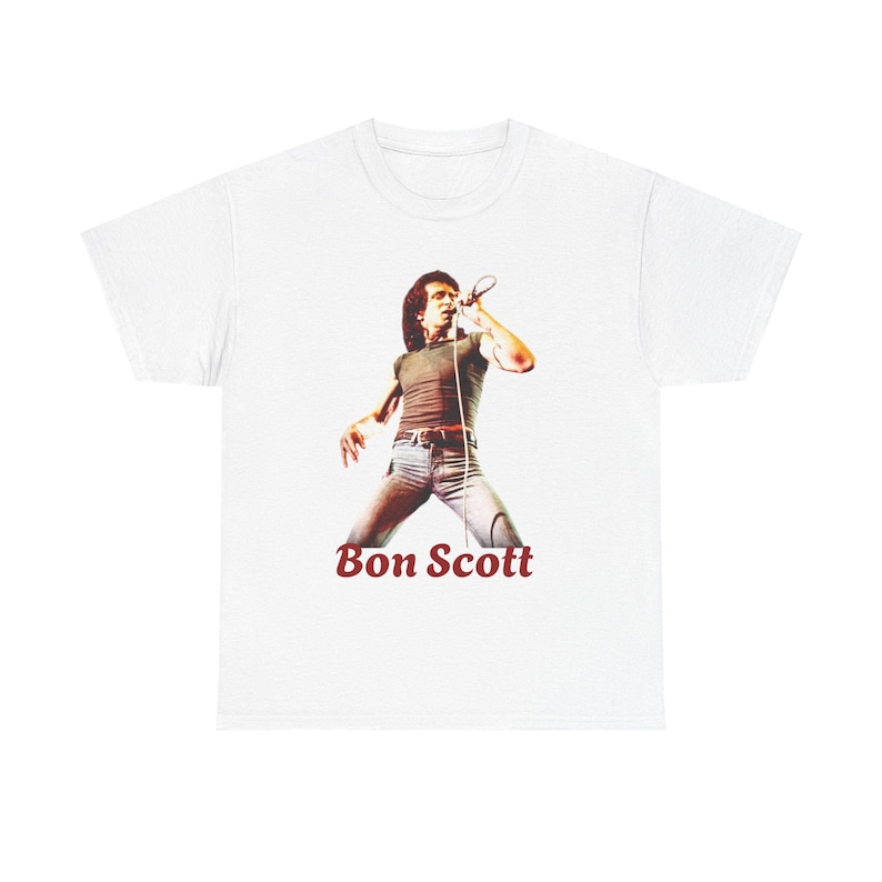 Camiseta de algodón grueso con cita de Bon Scott, estrella del rock. imagen 5
