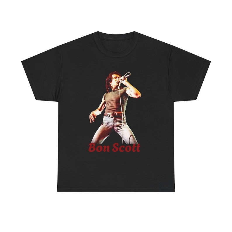 Camiseta de algodón grueso con cita de Bon Scott, estrella del rock. imagen 1
