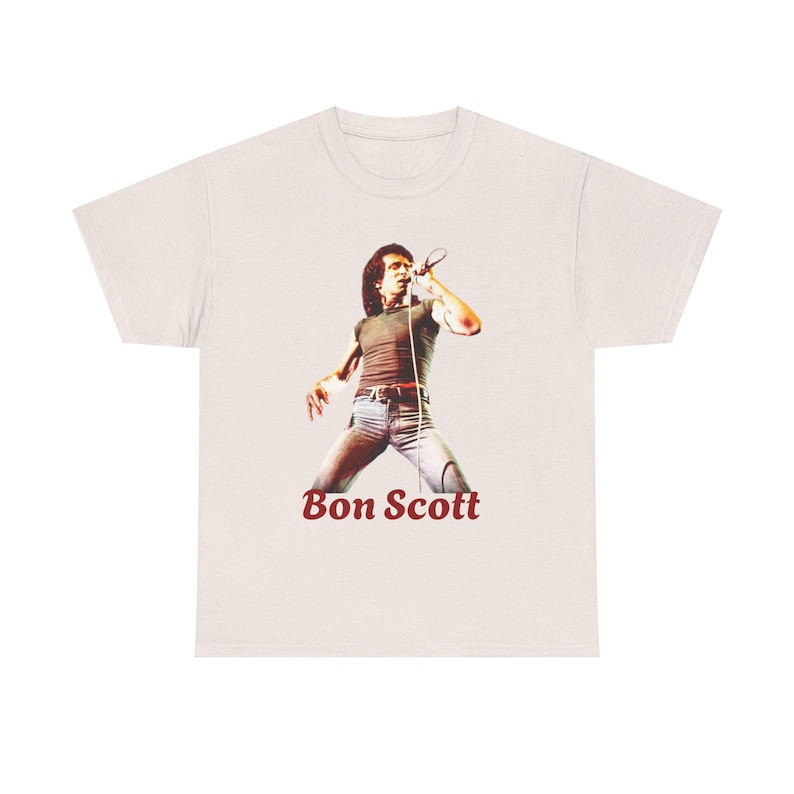 Camiseta de algodón grueso con cita de Bon Scott, estrella del rock. imagen 11
