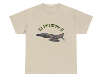 Camiseta de algodón grueso con diseño de avión de combate F4 Phantom II