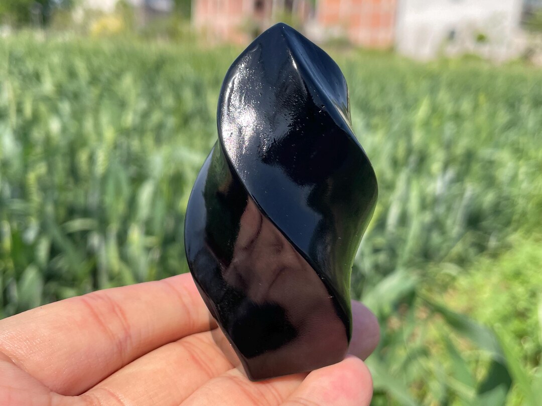 Obsidian Quartz Crystal Flame, Quartz Crystal Healing Decor 2.7 Inch - Etsy