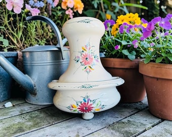 Vintage 1970s French Country Wall Bathroom Set – Floral Ceramic – Cottage Style