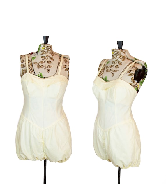 1950s Swimsuit ~ Yellow Cotton Bubble Sunsuit Play