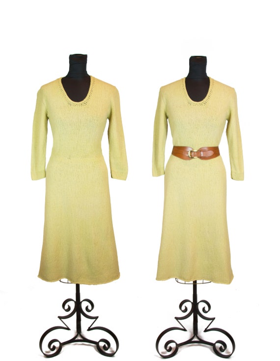 yellow knit dress