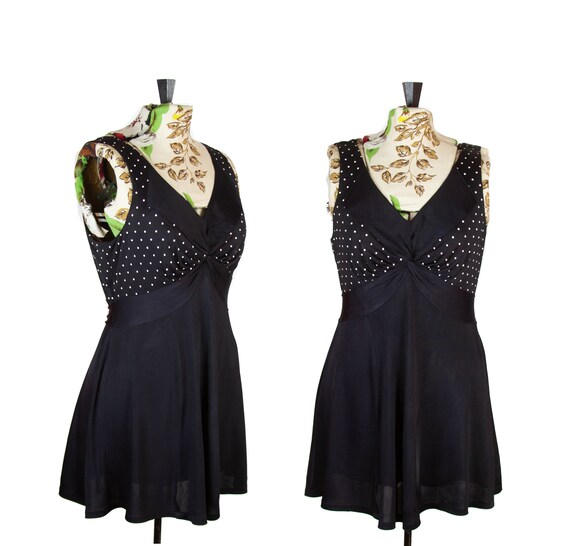 1930s Swimsuit ~ Catalina Black and White Rayon Je