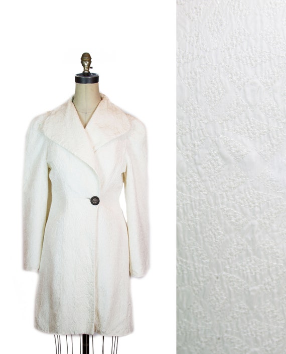 1930s Coat ~ White Quilted Puff Sleeve Evening Jac